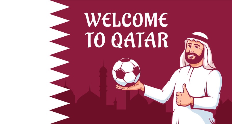 Ilustração dizendo "Welcome to Qatar"