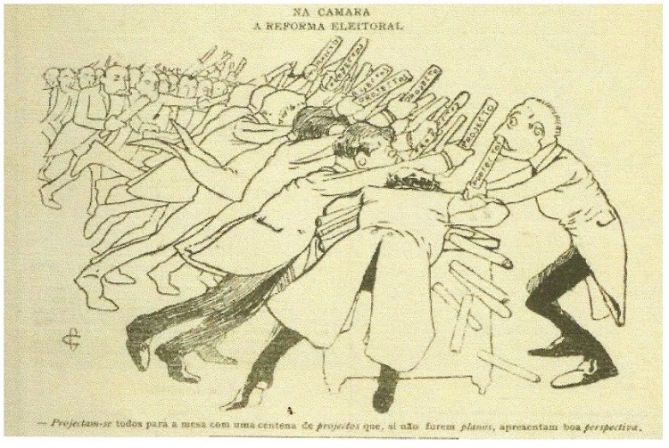 Caricatura sobre as eleições de 1903