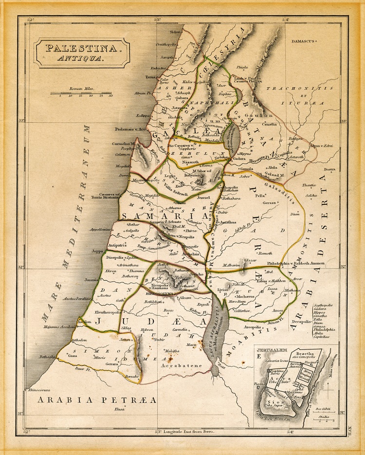 Antigo mapa da Palestina