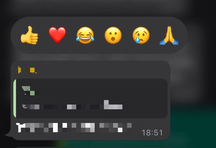 Reações com emojis no WhatsApp