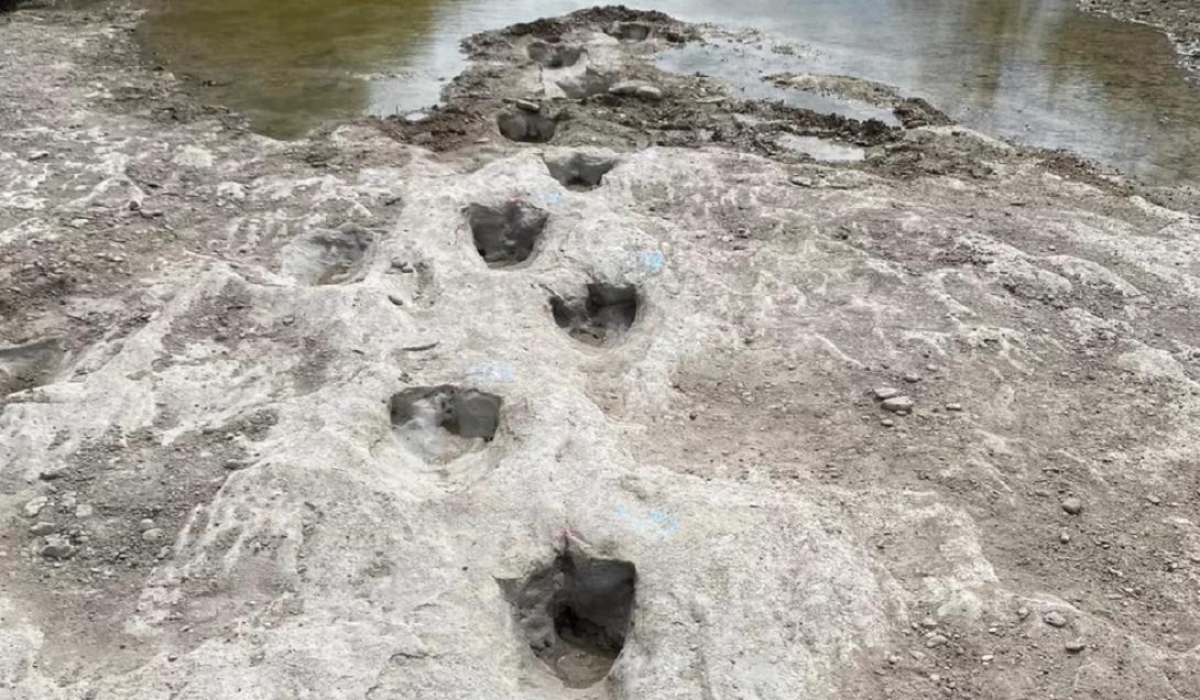 Pegadas de dinossauros aparecem em rio após seca nos Estados Unidos-0