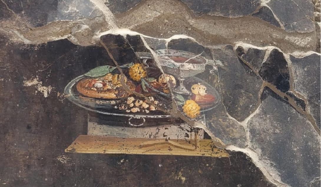 Pintura da "pizza mais antiga do mundo" é encontrada nas ruínas de Pompeia-0